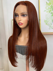 Reddish Brown Pre-Colored Modern Layered Cut 13x4 Transparent Lace Front Layered Cut Straight Season Vibe Wig