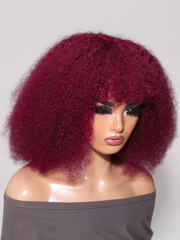 Glueless Beginner Friendly Summer Hot Color Burgundy Afro Bob Wig