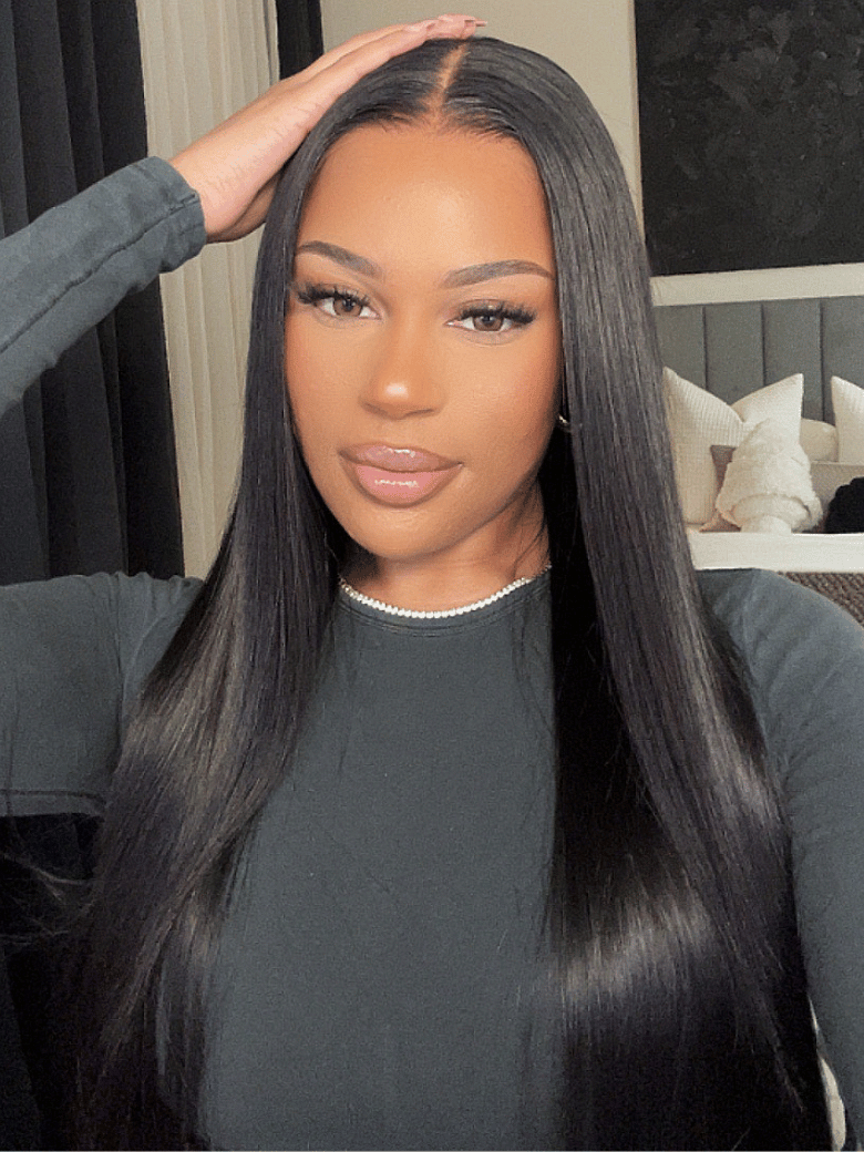 180% Density 5x5 HD Pre Cut Lace Put On And Go Glueless Straight Black Human Hair Wig