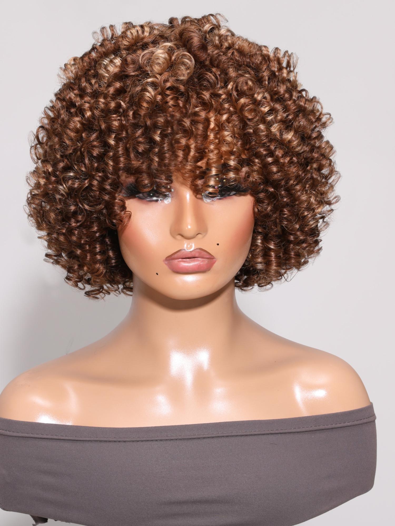 Glueless Spring Bouncy Curly Honey Blonde Bob Wig