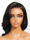 Petaluxe 13x4 Pre-Everything? Lace Frontal  Black Straight Asymmetrical Bob Wig with Invisi Drawstring