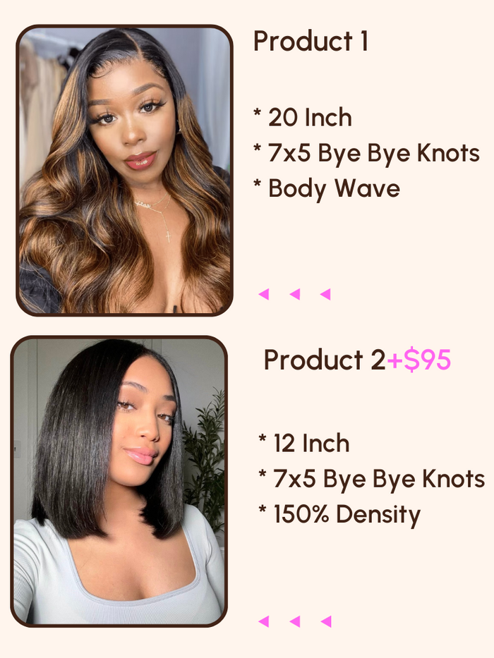 [2 Wigs=264] Petaluxe 7x5 Bye-Bye Knots Glueless Lace Balayage Highlight Body Wave Wig Hot Seller