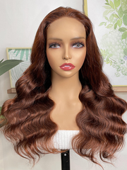 Reddish Brown Lace Wigs Natural Pre-Plucked Body Wave Wig