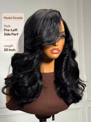 Bye-Bye Slip? Wig Feathered Layer Left Side Part 200% Density Wig with Secure Silicone Strips and Drawstring