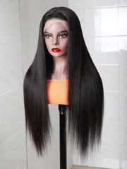 40 Inch Body Wave HD Invisible Glueless Lace Front Human Hair Wigs 13x4 Natural Color Pre Plucked
