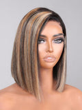 Petaluxe 13x4 Lace Front Straight Bob Wig With Brownish Highlights