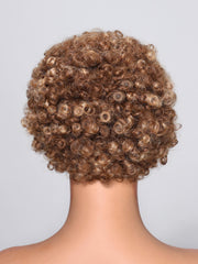Short Afro Beginner Friendly Glueless Wig With Honey Blonde Highlights