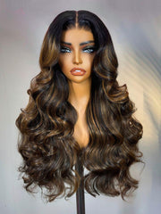 7x5 ByeBye Knots? Wig Glueless Lace Balayage Highlight Body Wave Wig No Burden