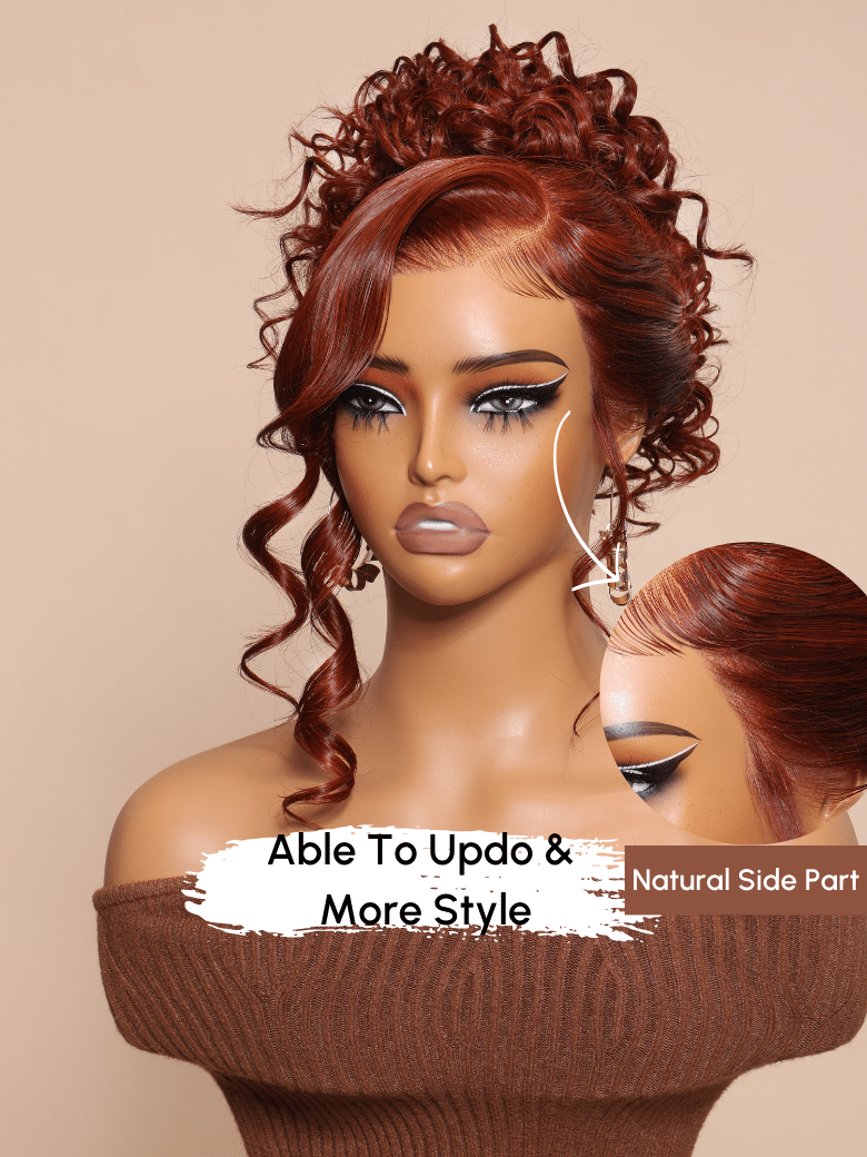 7x5 Bye Bye Knots& 13x4 Pre Everything Reddish Brown Water Wave Gluleless Lace Wig
