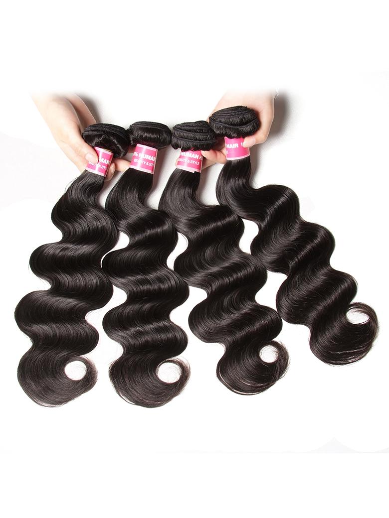 Hair Unprocessed 4 Bundles Body Wave Virgin Hair With 13x4 Lace Frontal