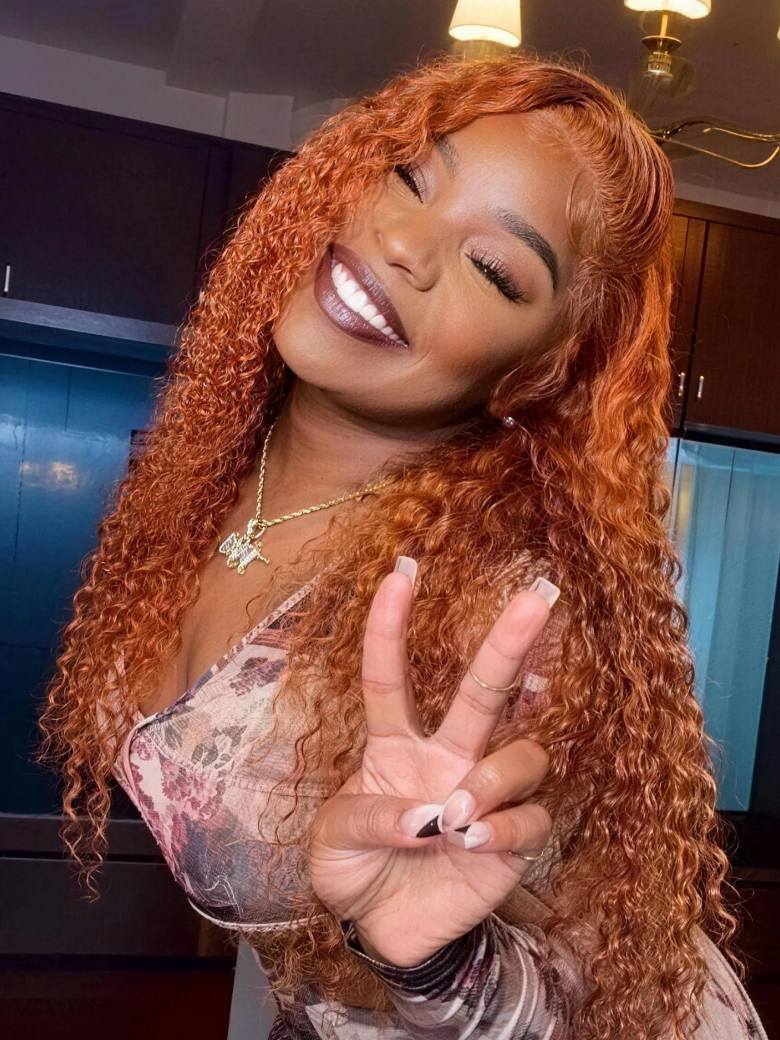 [Flash Sale] 4x0.75 Lace Part 150% Density Ginger Color Jerry Curly Human Hair Wig