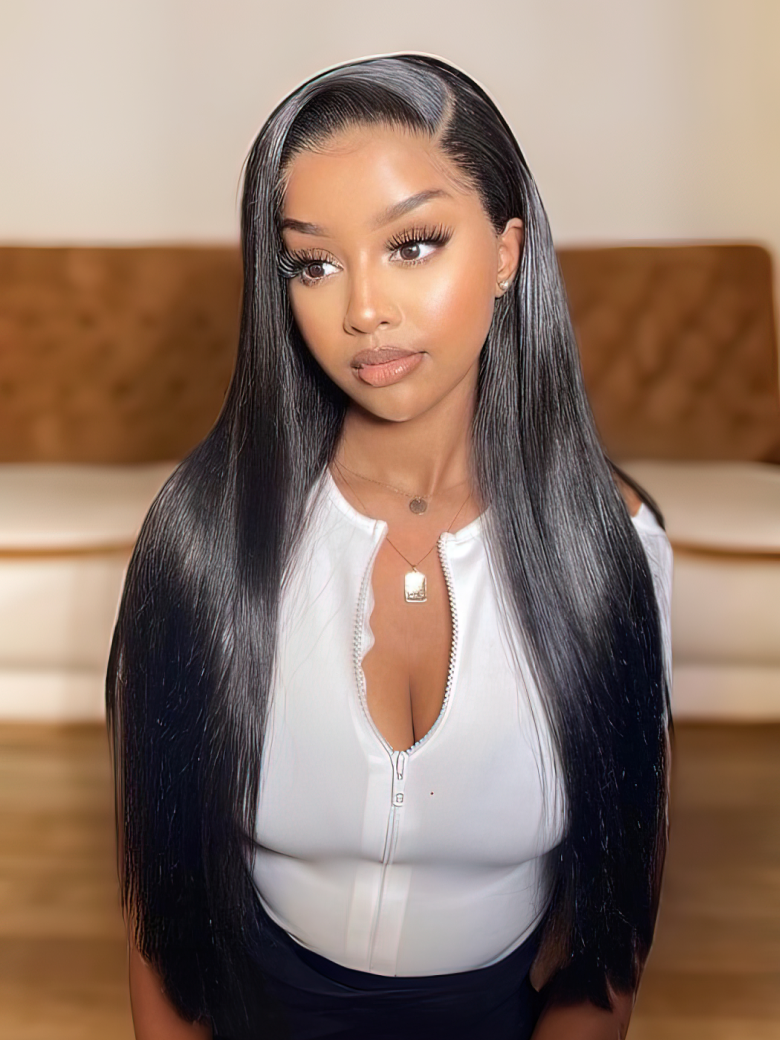 5x5 HD Lace Closure Virgin Straight Wig Natural Black Human Hair Wigs