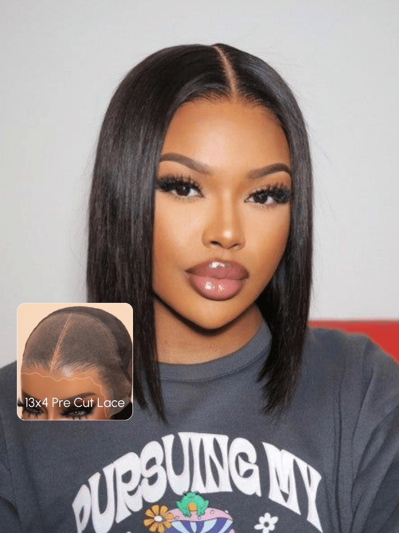 13x4 Lace Frontal Black Bob Pre-Everything Wig For Summer