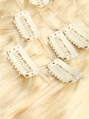 100g #613 Lightest Blonde Clip In Hair Extensions Virgin Hair Extensions 8Pcs/set