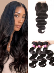Body Wave 5x5 Lace Closure with 3 Bundles Human Hair