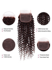 Dark Auburn Jerry Curl Remy Human Hair 4 Bundles With Closure Deal