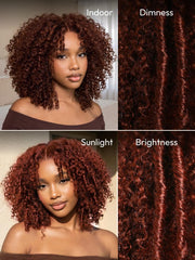 7x5 Bye-Bye Slip™ Wig Glueless Lace Sunset Afro Kinky Curly & Jerry Curly for Reddish Brown Drawstring Wig