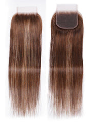 Honey Blonde Piano Highlighted Straight 3Pcs Bundles With Closure Deal