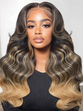 Petaluxe Bye-Bye Knots? Black With Blonde Highlights 7x5 Lace Loose Wave Wig With Face Framing Layers