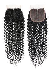 Jerry Curly Hair 4 Bundles with Upgrade T Part Closure Middle Part Virgin Hair for Women