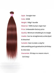 Vibrant Reddish Brown Silky Straight 4Pcs 100% Remy Human Hair Bundles Deal