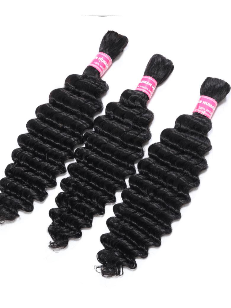 Bulk Human Hair for Braiding Deep Wave Virgin Human Hair