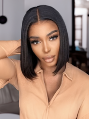 [US Only] 10 Inch 13x5x0.5 Lace Frontal Lace Part Straight Human Hair Short Black Bob Wig