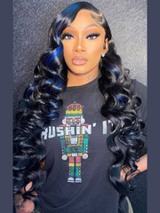 [With Invisi Drawstring] 7x5 Pre-Cut Honey Blonde Glueless Wig & 13x4 180% Density Copper Brown/Highlihgt with Blue wig Wig