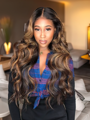 Bundles #FB30 Brown Balayage Highlight 3Pcs Body Wave Human Hair Bundles