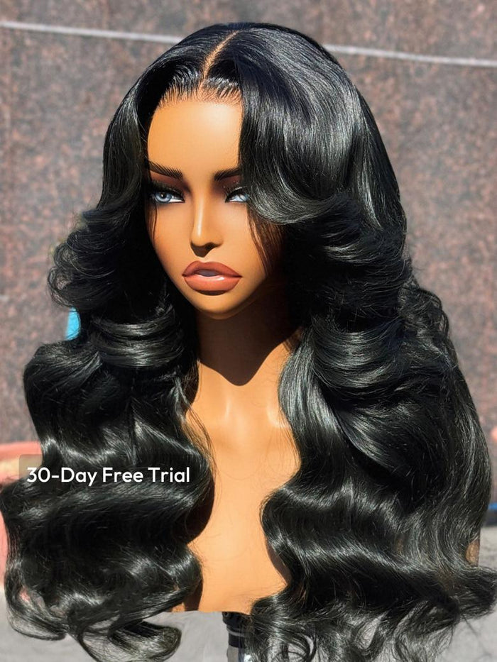 Petaluxe Bye-Bye Knots 7x5 Lace Deep Ash Green Loose Wave Wig