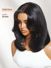 7x5 Bye Bye Slip? Lace Black Blowout Layered Bob Wig with Curtain Bang