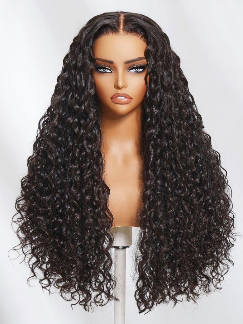 Bye-Bye Knots Wig 7x5 Pre Cut Lace Water Wave Flexible Cap Size Drawstring Wig