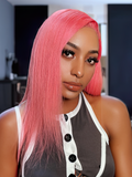 Petaluxe Candy Luxe Short Pink 13x4 Lace Front Shoulder Length Bob Wig