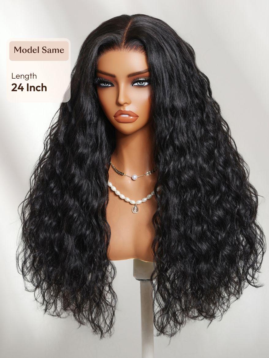 100% Human Hair Baby Hair Around Bye-Bye Knots? 7x5 Lace Water Wave Drawstring Wig