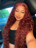 Petaluxe 24'' Double Wear 4x4 Water Wave Lace Closure Wig Ombre Auburn & Reddish Brown 2 Styles In 1 Put On And Go Wig