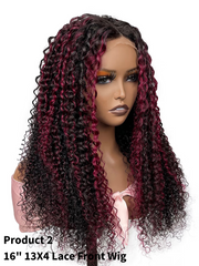 EasiContour? V Part Black to Reddish Brown Ombre Yaki Straight Wig