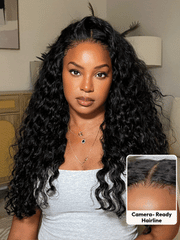 7x5 Bye-Bye Knots? & 13x4 HD Lace Pull & Go Glueless Water Wave Grip Wig With Secure Silicone Strips and Drawstring With Baby Hair
