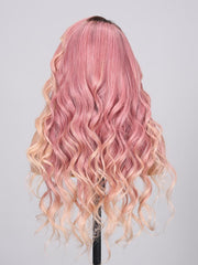 13x4 Lace Front Peach Blonde Loose Wave Wig With Brown Roots