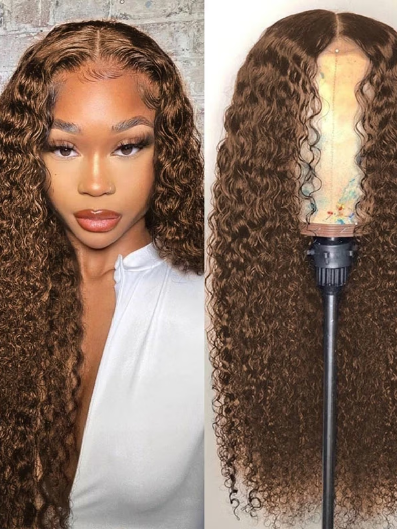 24 Inches Chocolate Brown Hair Color 13x4 Lace Front Wig Curly Hair Pre Plucked Wig