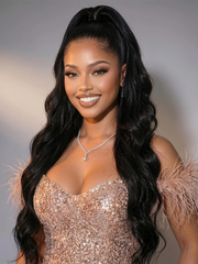 13x4 Bye-Bye Slip? Transparent Lace Front Pull And Go 3D Body Wave Wig Real Ear To Ear With Invisi Drawstring Wig