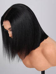 360 Lace Bob Straight Black Wig With Pre Plucked Hairline