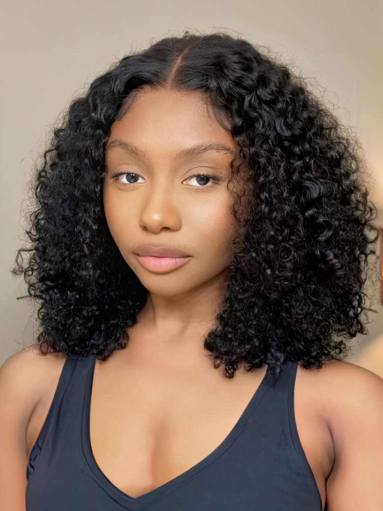 V Part Glueless Water Wave Bob Wig No Leave Out Upgrade U Part Wig