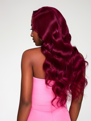 Put On And Go 6x4.5 Pre Cut Lace Body Wave Burgundy Glueless Air Wig