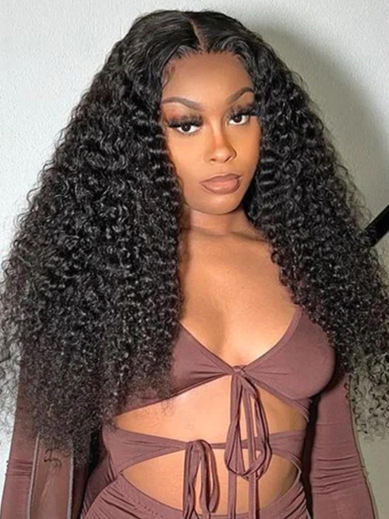 Glueless 250% Density Curly 13x4 HD Transparent Lace Frontal Wigs