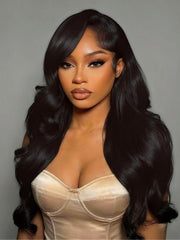 13x6 Invisible Lace Body Wave Pre Everything Wig with Invisi Drawstring Natural Black
