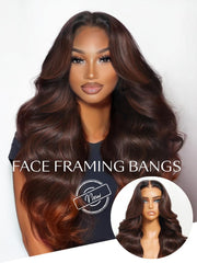13x4 Pre-Everything? Lace Frontal Brown to Red Ombre Loose Wave Wig With Face Framing Layers
