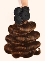 Classic Brown Highlight 4Pcs Human Hair Body Wave Bundles
