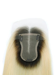 3.5x5.5 HD Lace Blonde Ombre Straight Clip On Hair Topper