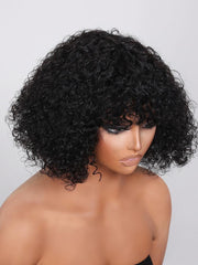 Short Shaggy Curly Easy Install Glueless Wig With Bangs