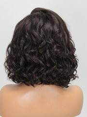13x4 Lace Front 180% Density Hollywood Side Swept Bangs Shoulder Length Wavy Wig